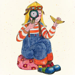 A clown in action - illustrations for the children's book on wood